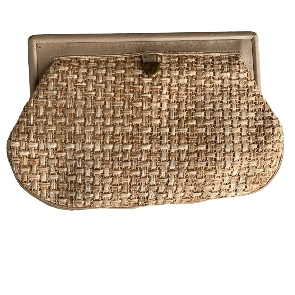 Vintage Etienne Aigner Straw Woven Rattan Shoulder Handbag Purse - Picture 7 of 9